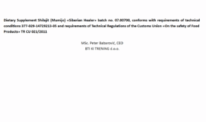 This Lab report show that Shilajit was tested and passed all requirements