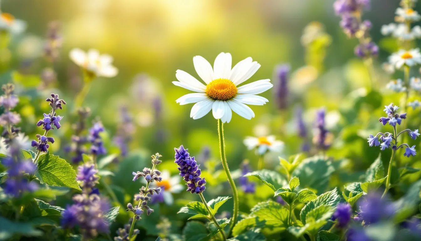 Een afbeelding van verschillende plantaardige ingrediënten die in apigenin capsules worden gebruikt.