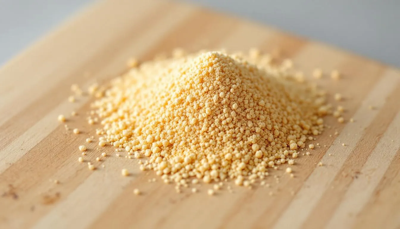 . This image depicts a container of brewer's yeast, specifically Saccharomyces cerevisiae, commonly used in the brewing process and as a dietary supplement. The packaging highlights its nutritional benefits, including B vitamins, minerals, and proteins, making it a popular choice for enhancing digestion and overall health.