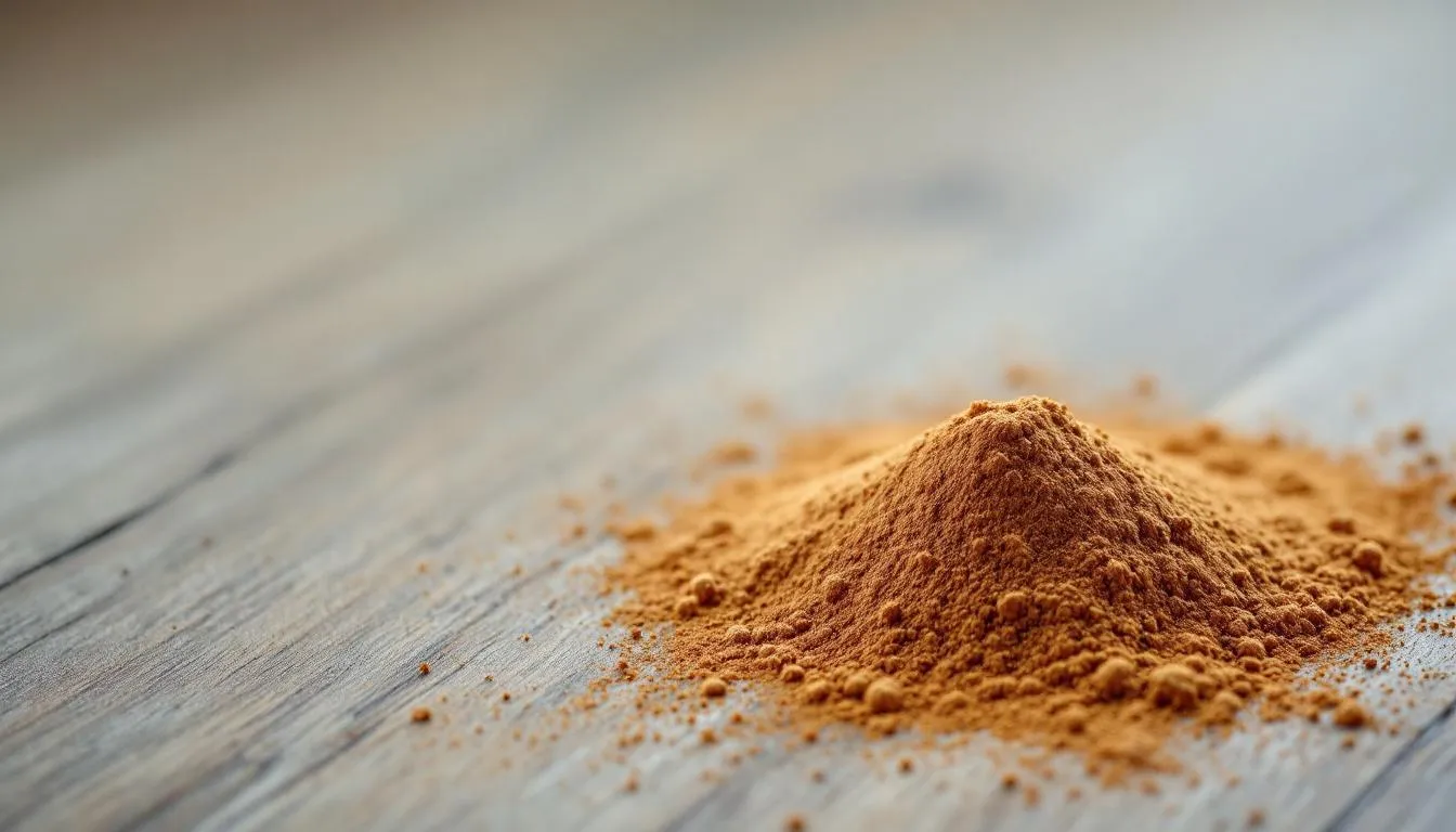 . The image shows a small bowl filled with fine, brown cinnamon powder, a popular spice known for its sweet flavor and aromatic properties, often used in both zoete en hartige gerechten. This versatile specerij, derived from the binnenste bast of de kaneelboom, is commonly associated with ceylon kaneel and its positive effecten on health.